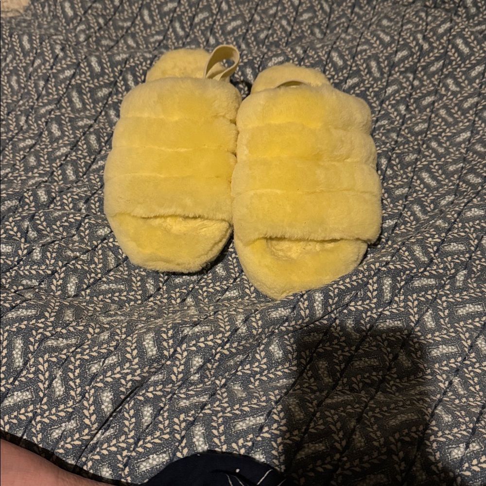 UGG Yellow Fluffy Slippers